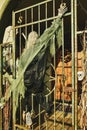 Zombie full figure on metal gate Halloween decoration