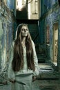 Zombie girl in abandoned building Royalty Free Stock Photo