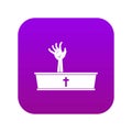 Zombie hand coming out of his coffin icon digital purple