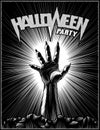 Zombie Hand Halloween Party Horror Print Poster Vintage Beam Background