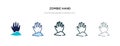 Zombie hand icon in different style vector illustration. two colored and black zombie hand vector icons designed in filled, Royalty Free Stock Photo