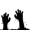 Zombie hand rising out from the ground. Hands on other layer. Vector Royalty Free Stock Photo