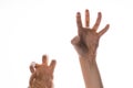 Zombie hands attack, grabbing something hands with crooked fingers Royalty Free Stock Photo