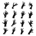 Zombie hands silhouette set, black creepy symbol Royalty Free Stock Photo
