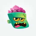 Zombie Head Cartoon Character isolated on white Royalty Free Stock Photo