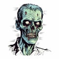 Detailed Zombie Tattoo Illustration With Red Eye