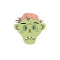 Zombie head disapointed emotion icon on white background.