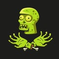 Zombie head with hands, illustration on a zombie theme Royalty Free Stock Photo