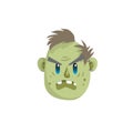 Zombie head scary emotion icon on white background.
