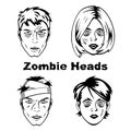 Zombie Heads in Retro Comic Book Style Royalty Free Stock Photo