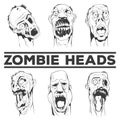 Zombie heads vector illustrations