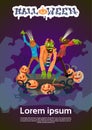 Zombie Hipster Group Happy Halloween Party Invitation Card