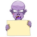 Zombie holding blank banner. Royalty Free Stock Photo