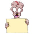 Zombie holding blank banner. Royalty Free Stock Photo
