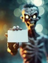 Zombie holding blank business card Royalty Free Stock Photo