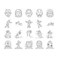 zombie horror scary dead evil icons set vector