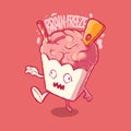 Zombie ice package character with brain freeze vector illustration. Royalty Free Stock Photo