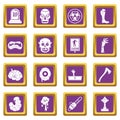 Zombie icons set purple