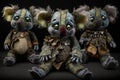 Zombie koala teddy bears, created with Generative AI technology