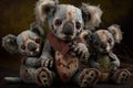 Zombie koala teddy bears, created with Generative AI technology