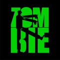 Zombie Lettering Silhouette of in text. zombi Typography. Halloween object letters
