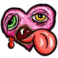 Zombie Love Heart Halloween Valentines Day Illustrations