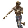 Zombie male isolated white background 3d illustration