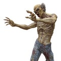 Zombie male isolated white background 3d illustration