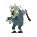 Zombie man cartoon character.