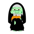 A zombie nun with pumpkin. Vector illustration. Royalty Free Stock Photo