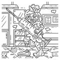 Zombie Nurse with Syringe Coloring Pages for Kids