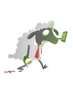 Zombie office sheep with smartphone and coffee Royalty Free Stock Photo
