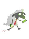 Zombie office sheep stumbling with smartphone and coffee Royalty Free Stock Photo