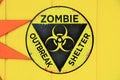 Zombie Outbreak Shelter Sign Royalty Free Stock Photo