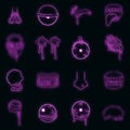 Zombie parts icons set vector neon