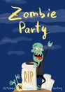 Zombie party poster with happy undead man Royalty Free Stock Photo