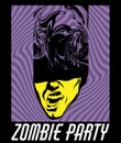 Zombie party. Vector hand drawn illustration of screaming man with open mouth .