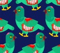 Zombie pigeon pattern seamless. Dove revived dead monster background