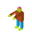 Zombie pixel art. 8 bit Dead man monster. pixelated zombi Vector illustration
