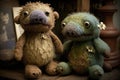 Zombie platypus teddy bears, created with Generative AI technology