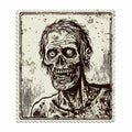 Halloween Zombie Stamp Vector: Photorealistic Design With Vintage Flair