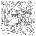 Zombie Rising from the Grave Coloring Pages