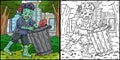 Zombie Rummaging a Trash Can Coloring Illustration Royalty Free Stock Photo