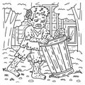 Zombie Rummaging a Trash Can Coloring Pages Royalty Free Stock Photo
