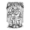 Zombie santa claus with skull head monochrome