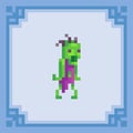 Zombie scary monster. Pixel art character. Vector illustration