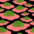 Zombie scrambled eggs pattern seamless. Green monster scrambled omelette background