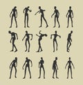 Zombie silhouettes set Royalty Free Stock Photo