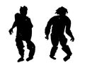 Zombie silhouettes.Variety of walking dead,night monsters,aggressive decomposing likenesses of human.People resurrected after Royalty Free Stock Photo