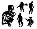 Zombie silhouettes.Variety of walking dead,night monsters,aggressive decomposing likenesses of human.People resurrected after Royalty Free Stock Photo